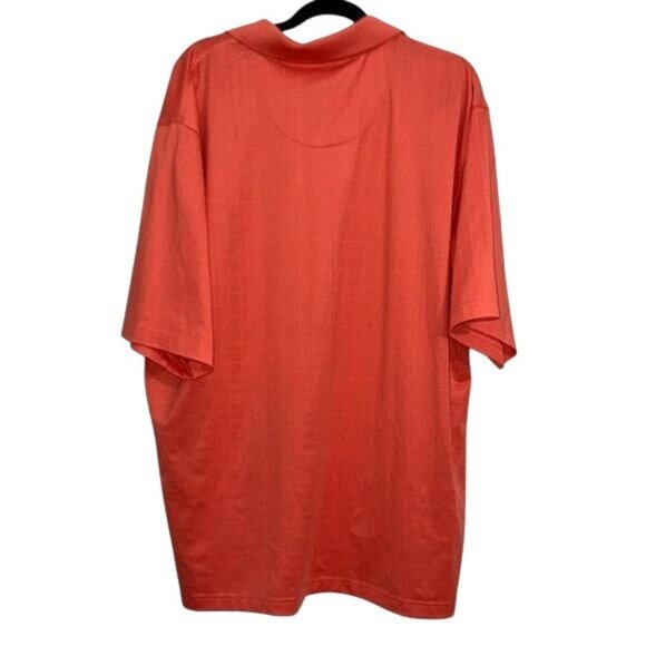 Kirkland Signature Mens XL Performance Polo Shirt Coral Red Polyester Blend - Picture 4 of 6